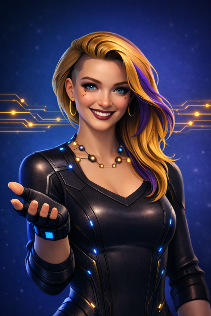 Illustrated portrait of Astra